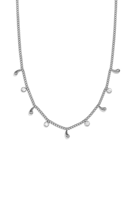 Druppel met steentjes hangers ketting zilver