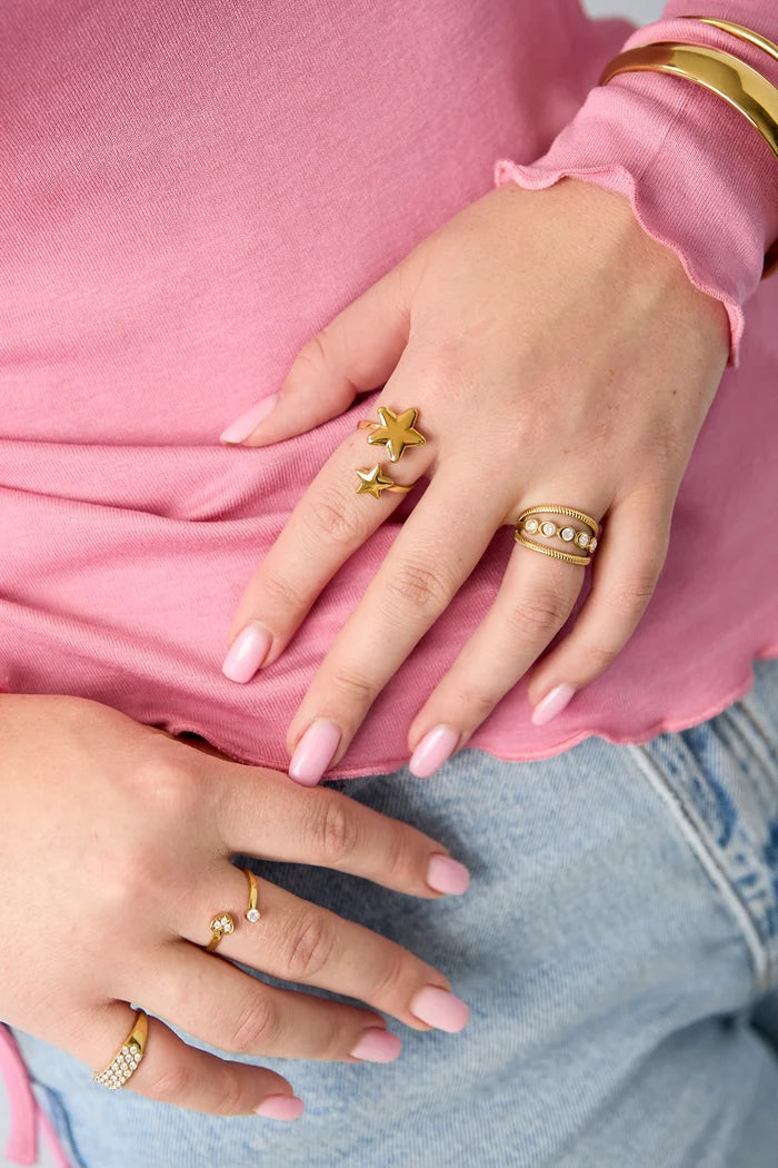 Dubbele ster ring goud