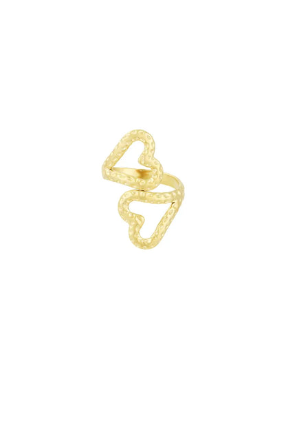 Dubbel open hart ring goud