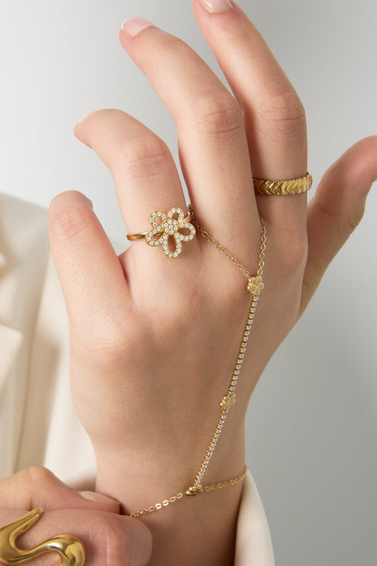 Belegde bloem ring goud