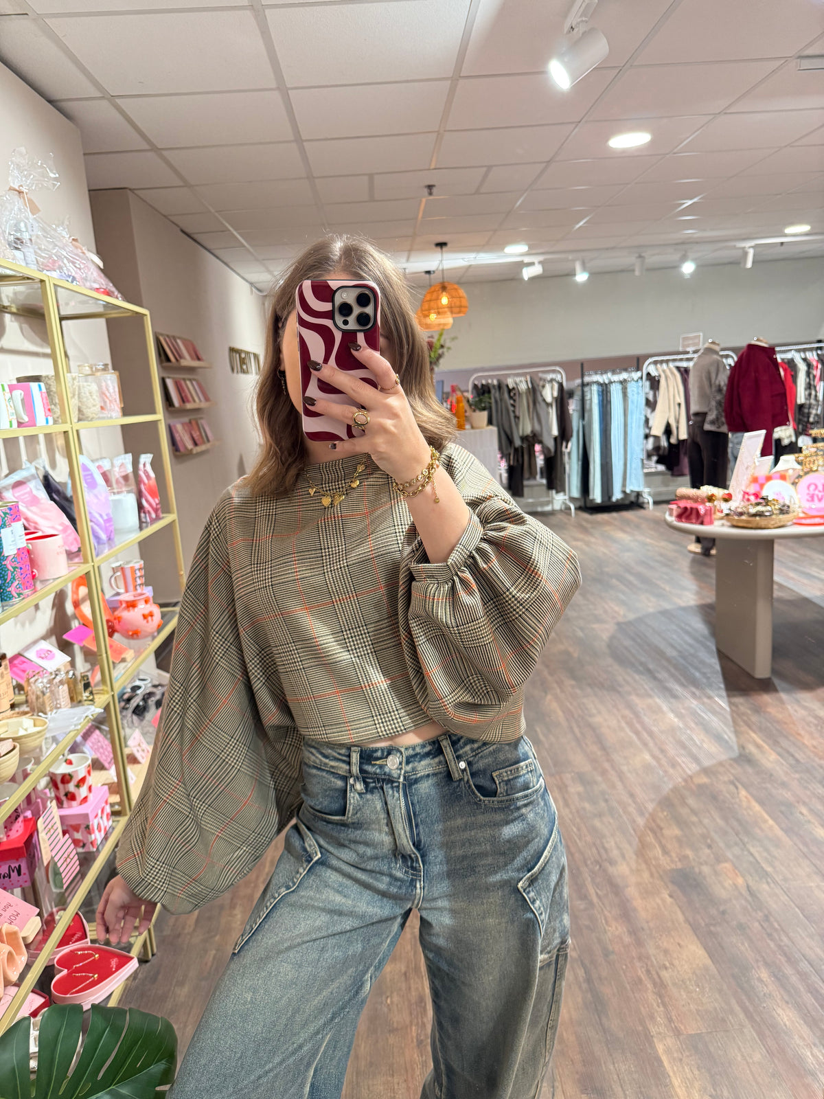Imke - batwing geruite blouse