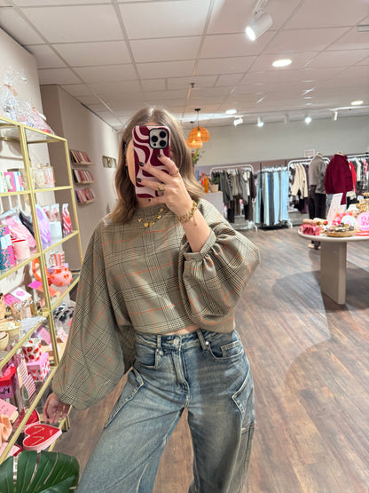 Imke - batwing geruite blouse