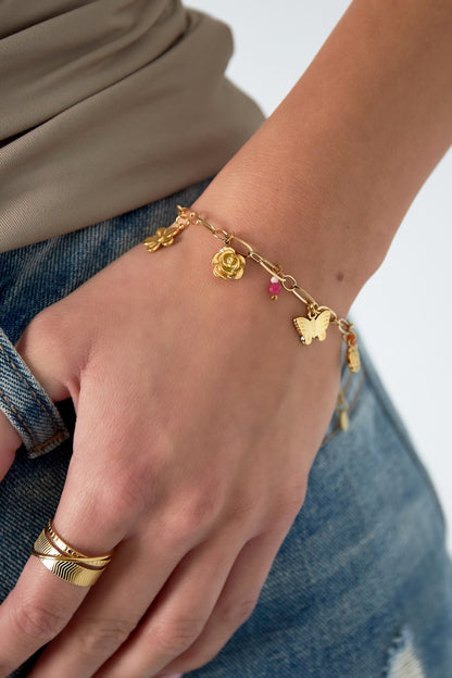 Lente bedels armband goud