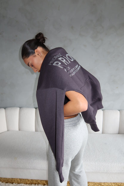 Rhinestone Hoodie by PRIORITY - Meteorite grey