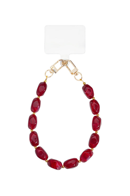 Telefoonkoord kralen rood