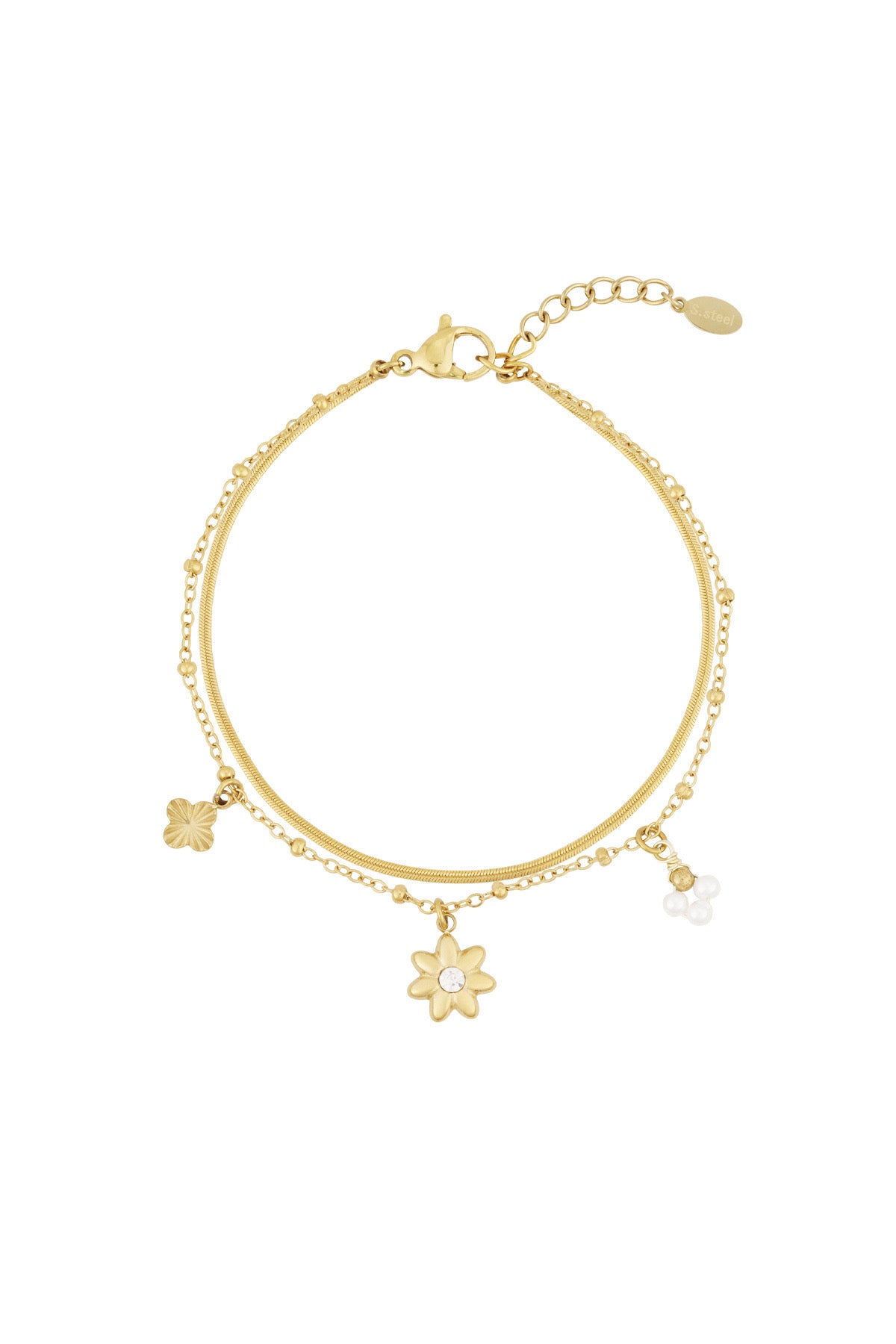 Bloemen armband goud