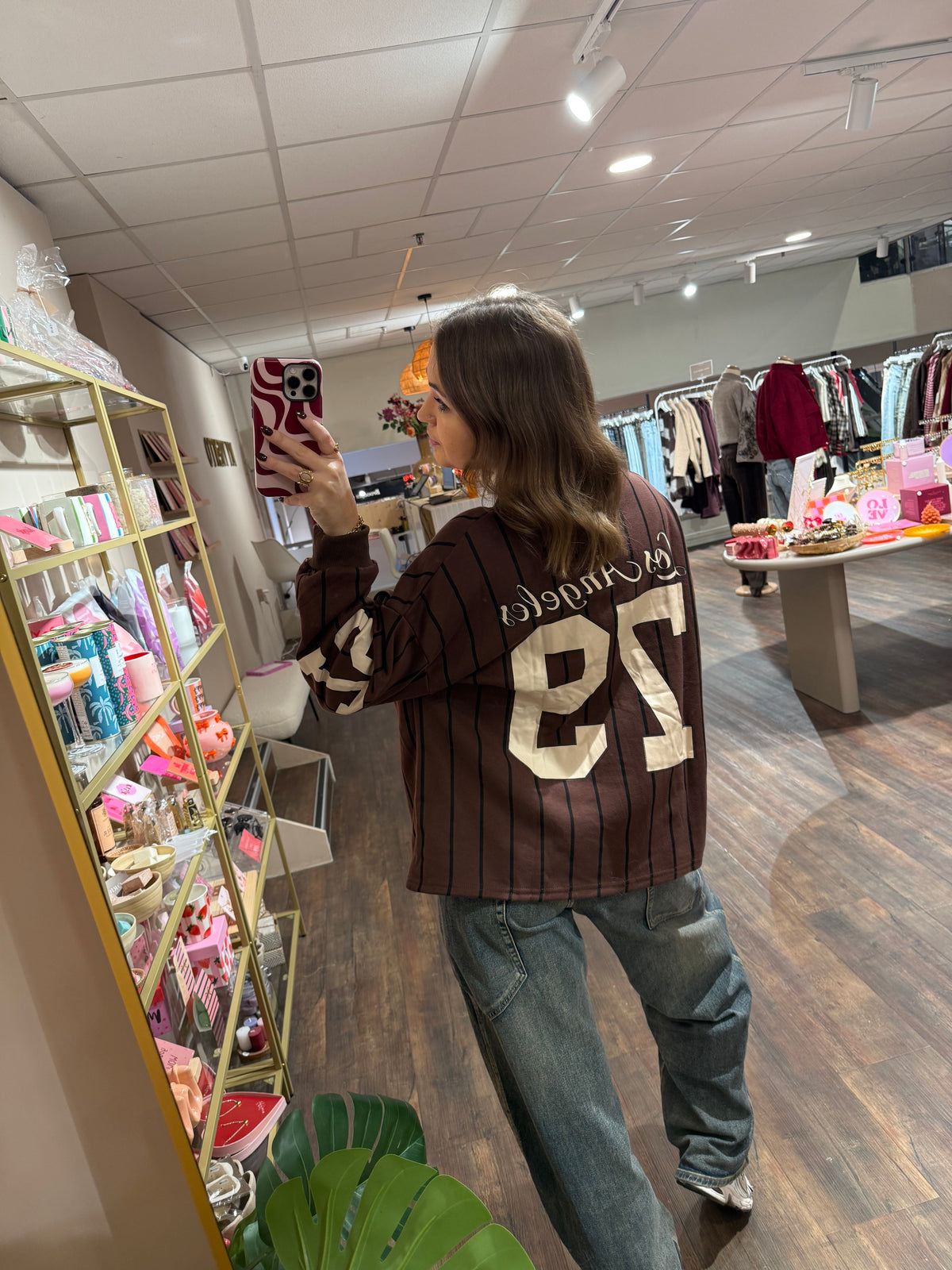 Faye - gestreepte jersey sweater bruin