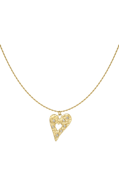 Sparkling heart ketting goud
