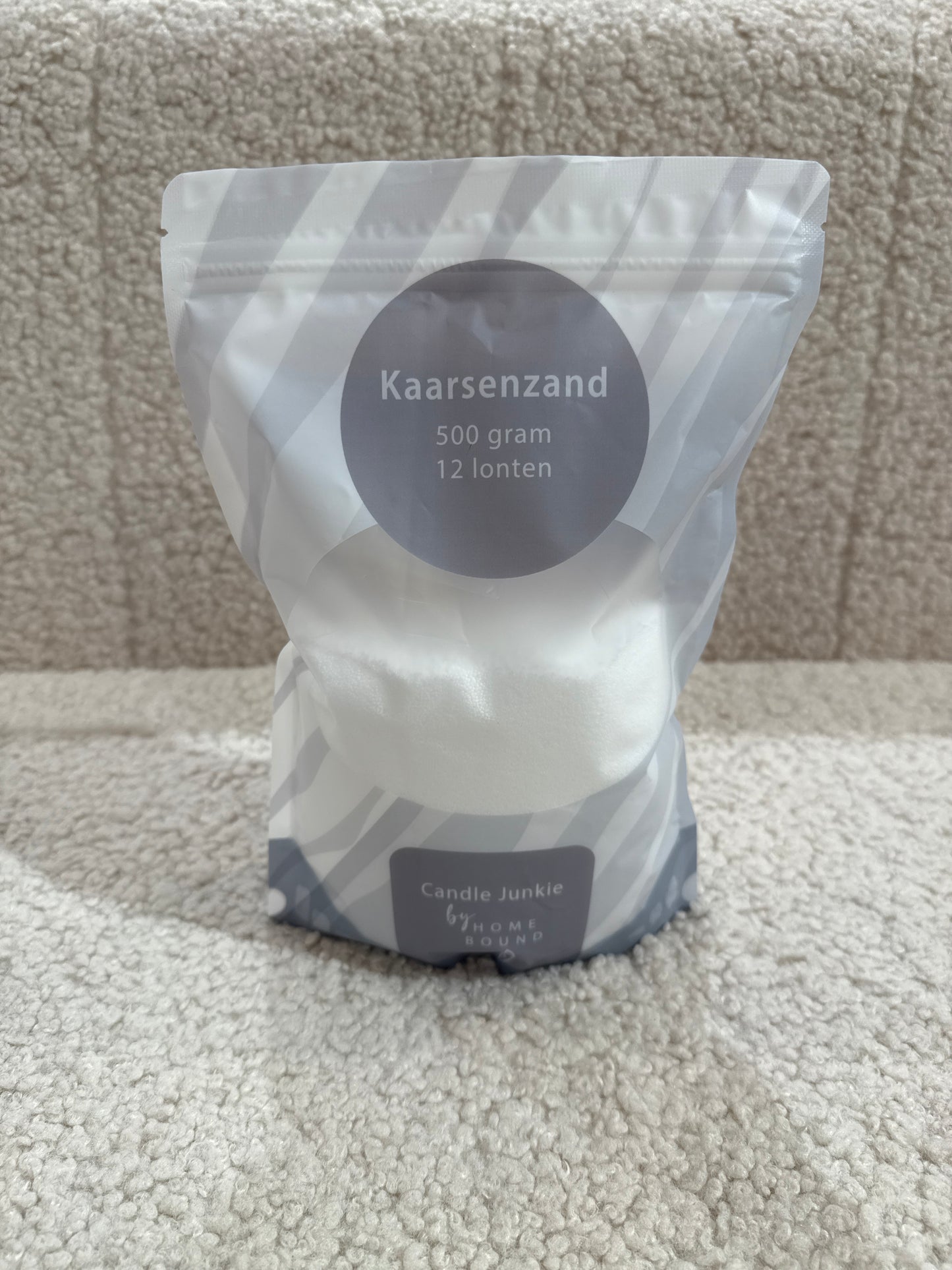 Kaarsenzand Wit Candle Junkie 500 gram & 12 lonten