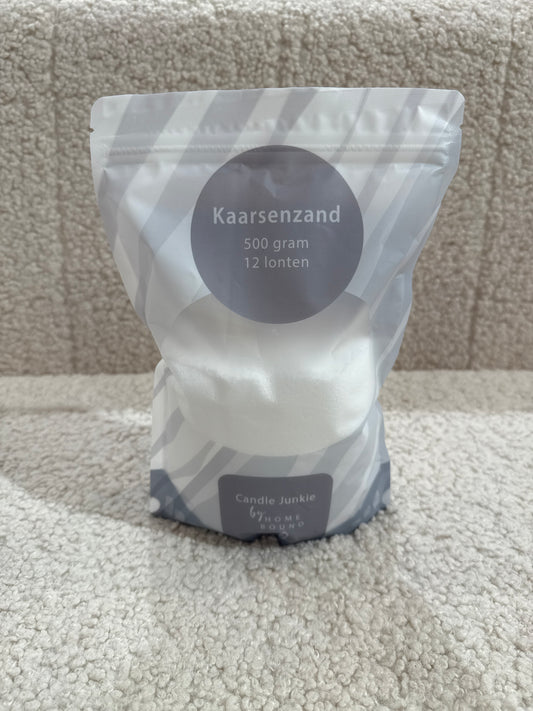 Kaarsenzand Wit Candle Junkie 500 gram & 12 lonten