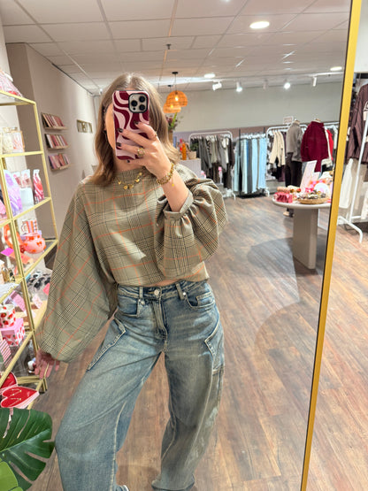Imke - batwing geruite blouse