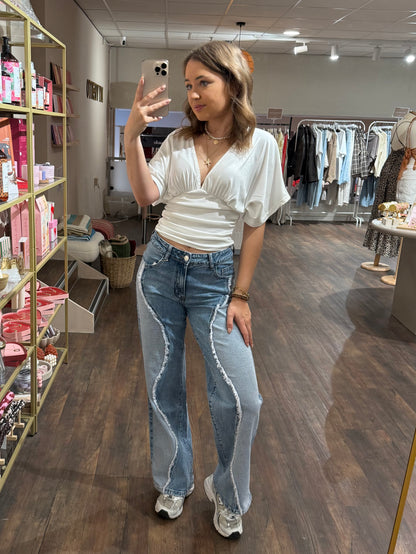 Demi - swirl wide leg jeans
