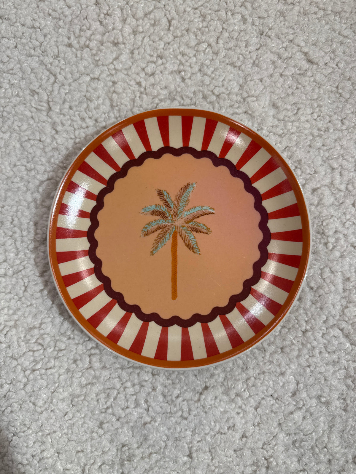 Plate palm tree stoneware