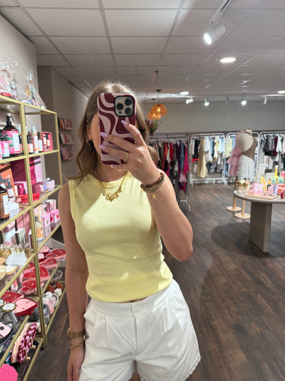 Gele rib tanktop voor dames 