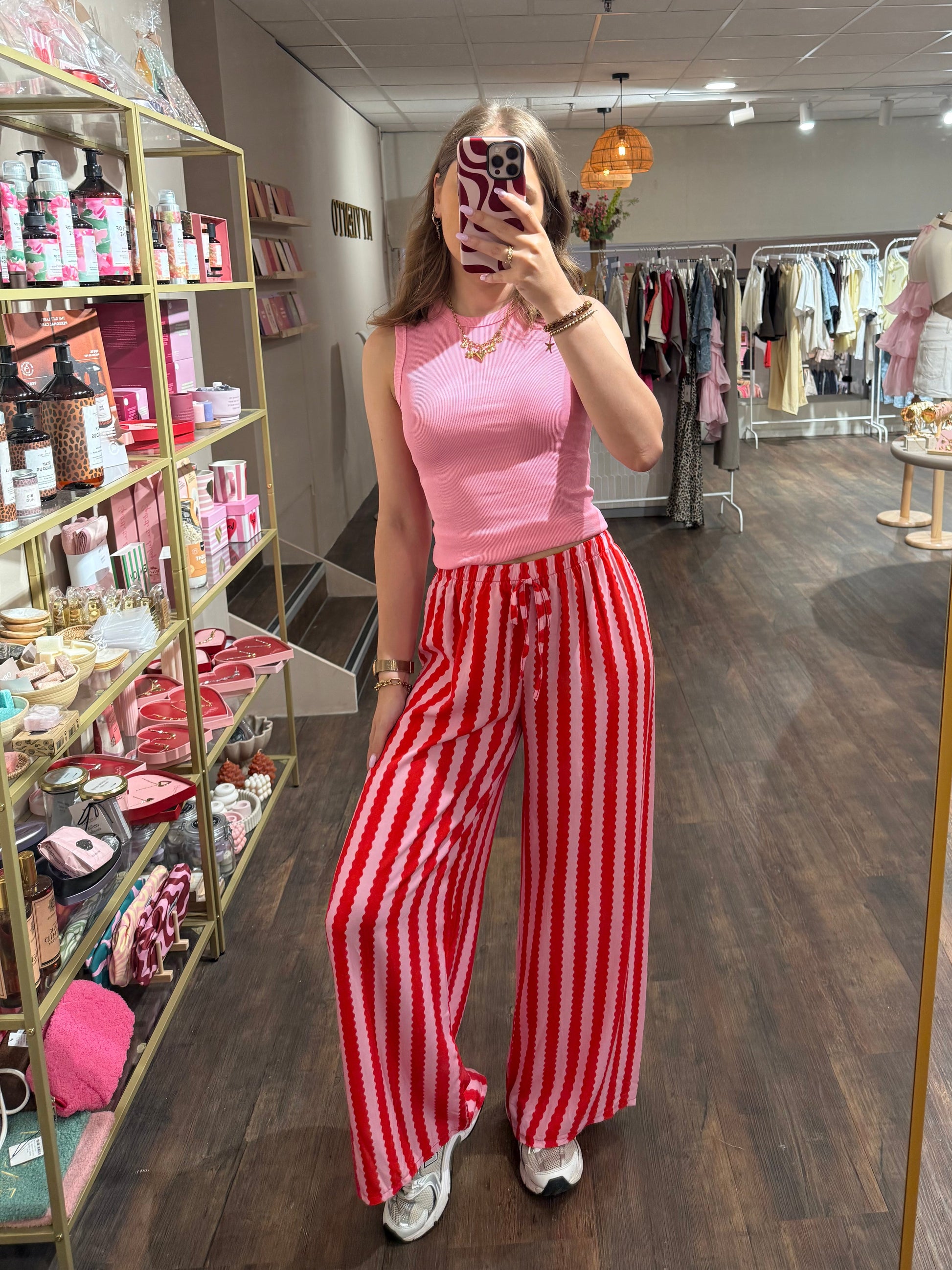 Luchtige met strepen zomerbroek 