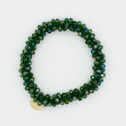 Groene kralen armband en haarelastiek van Stiekie 