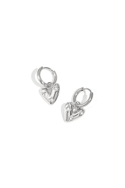 Hanger in hartvorm en zirkoon oorbellen zilver