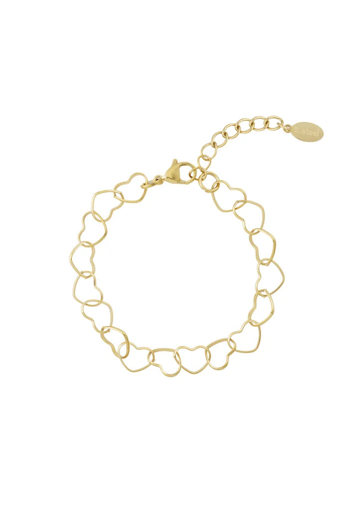 Hartjes gebundeld armband goud