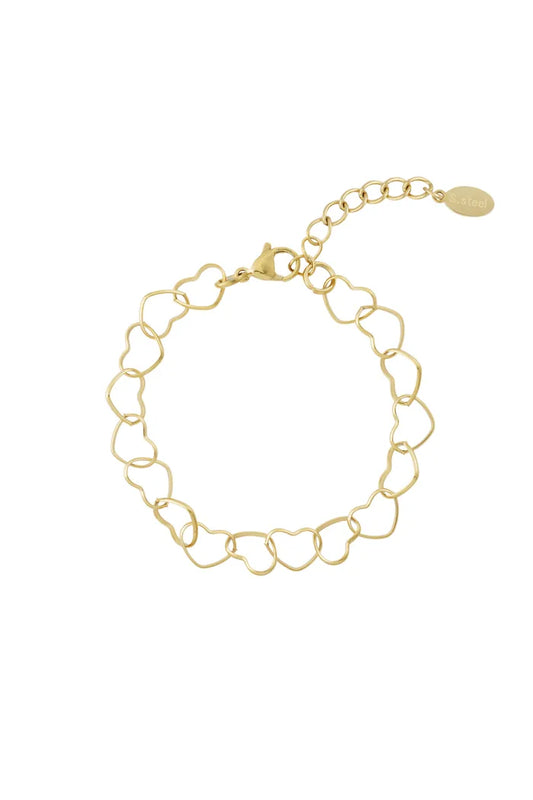 Hartjes gebundeld armband goud
