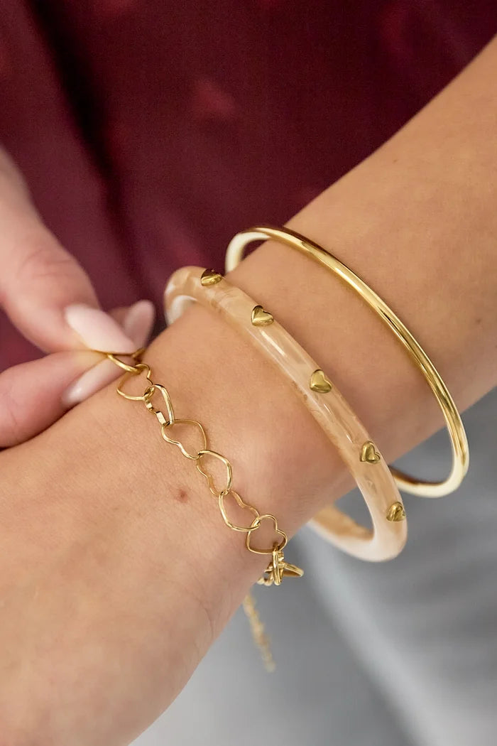 Hartjes gebundeld armband goud