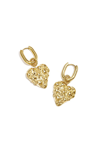 Hart met sterrendpatroon oorbellen goud