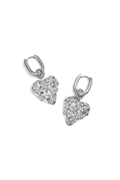Hart met sterrendpatroon oorbellen zilver