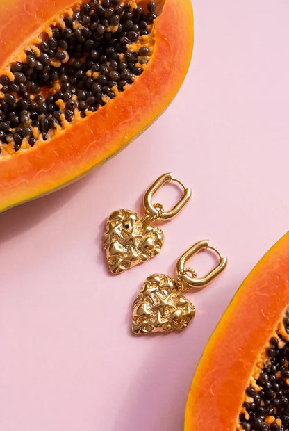 Hart met sterrendpatroon oorbellen zilver