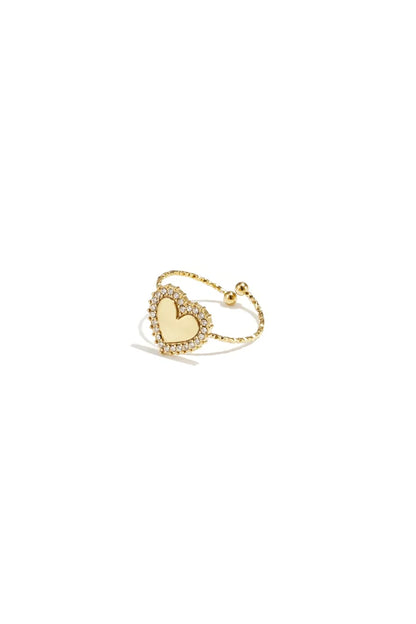Hart omringd met kleine steentjes ring goud