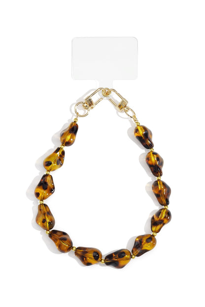 Telefoonsnoer kralen bruin