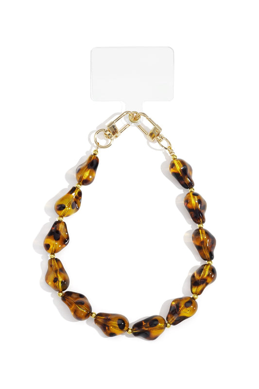 Telefoonsnoer kralen bruin