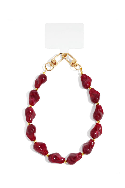 Telefoonsnoer kralen rood