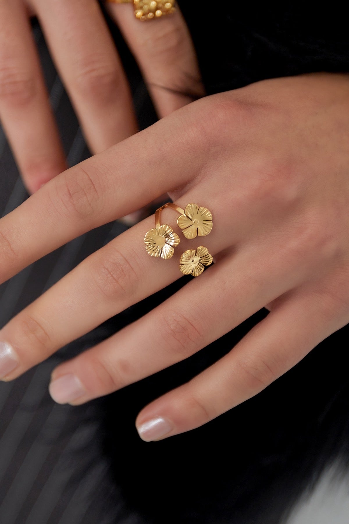 Floral Trio ring goud