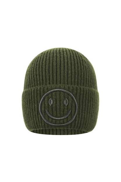 Smiley muts legergroen