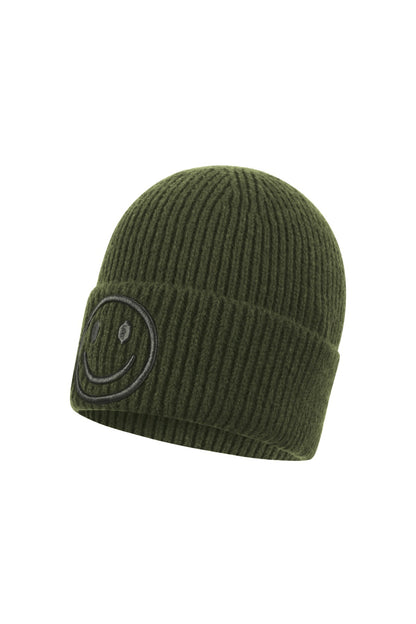 Smiley muts legergroen
