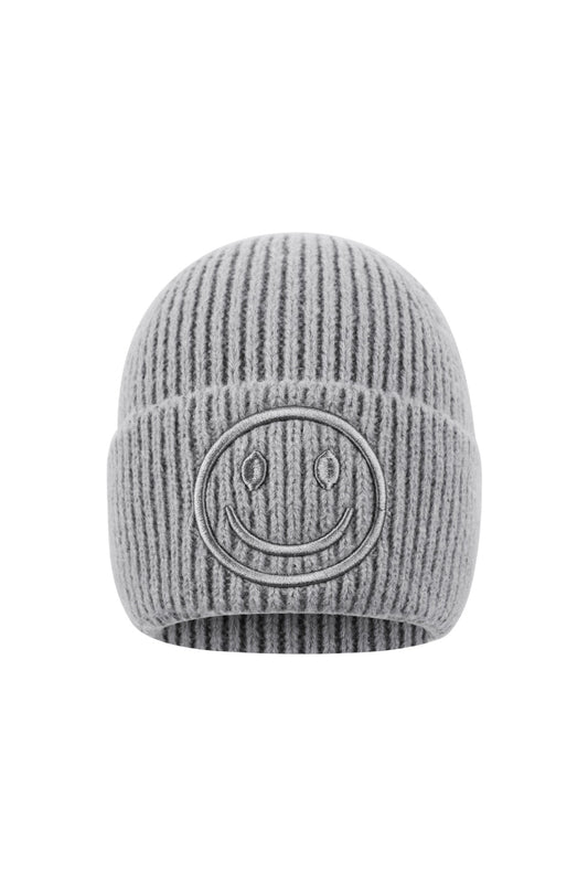 Smiley muts grijs
