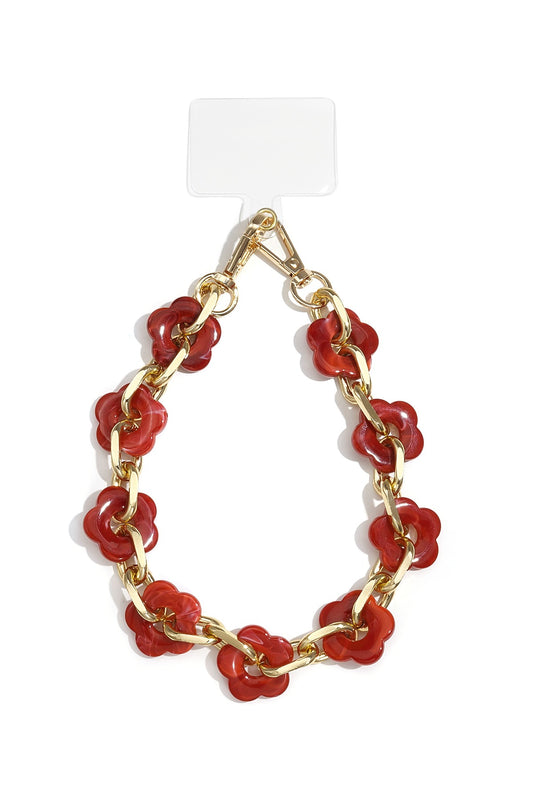 Telefoonkoord bloemen bordeaux rood