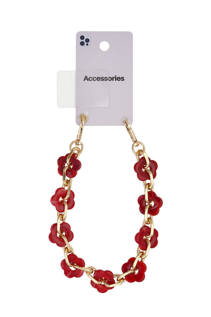 Telefoonkoord bloemen bordeaux rood