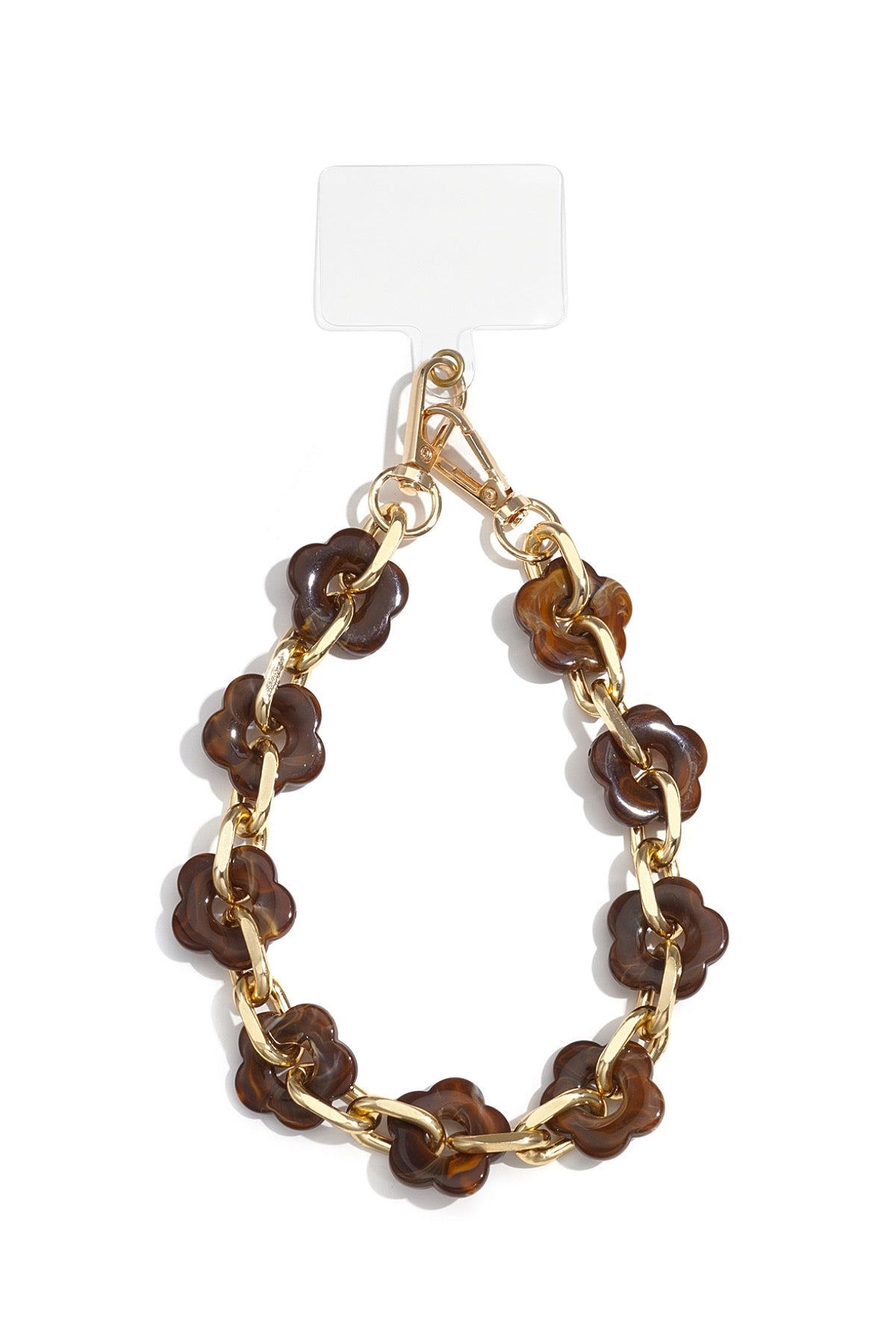 Telefoonkoord bloemen donkerbruin