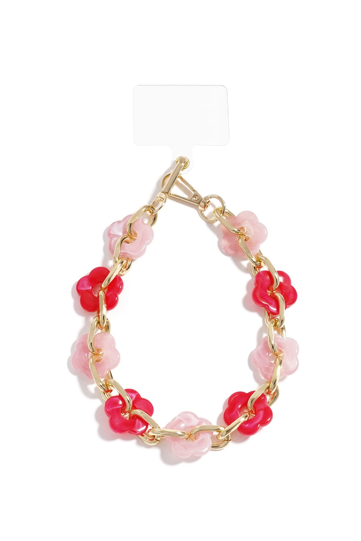 Telefoonkoord bloemen rozerood