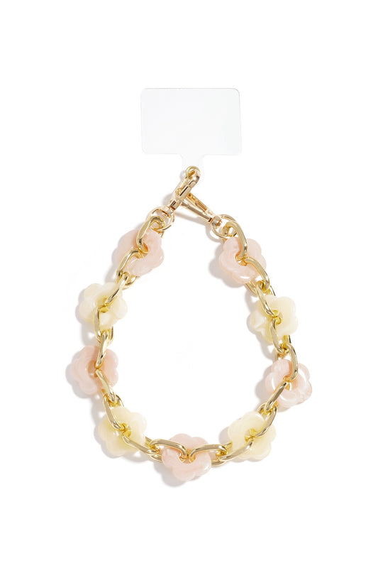 Telefoonkoord bloemen lichtroze