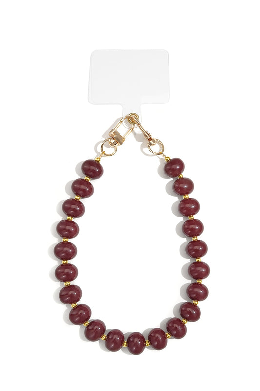 Telefoonkoord kralen bordeaux rood