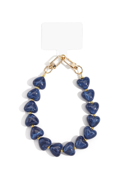 Telefoonkoord marble hart donkerblauw