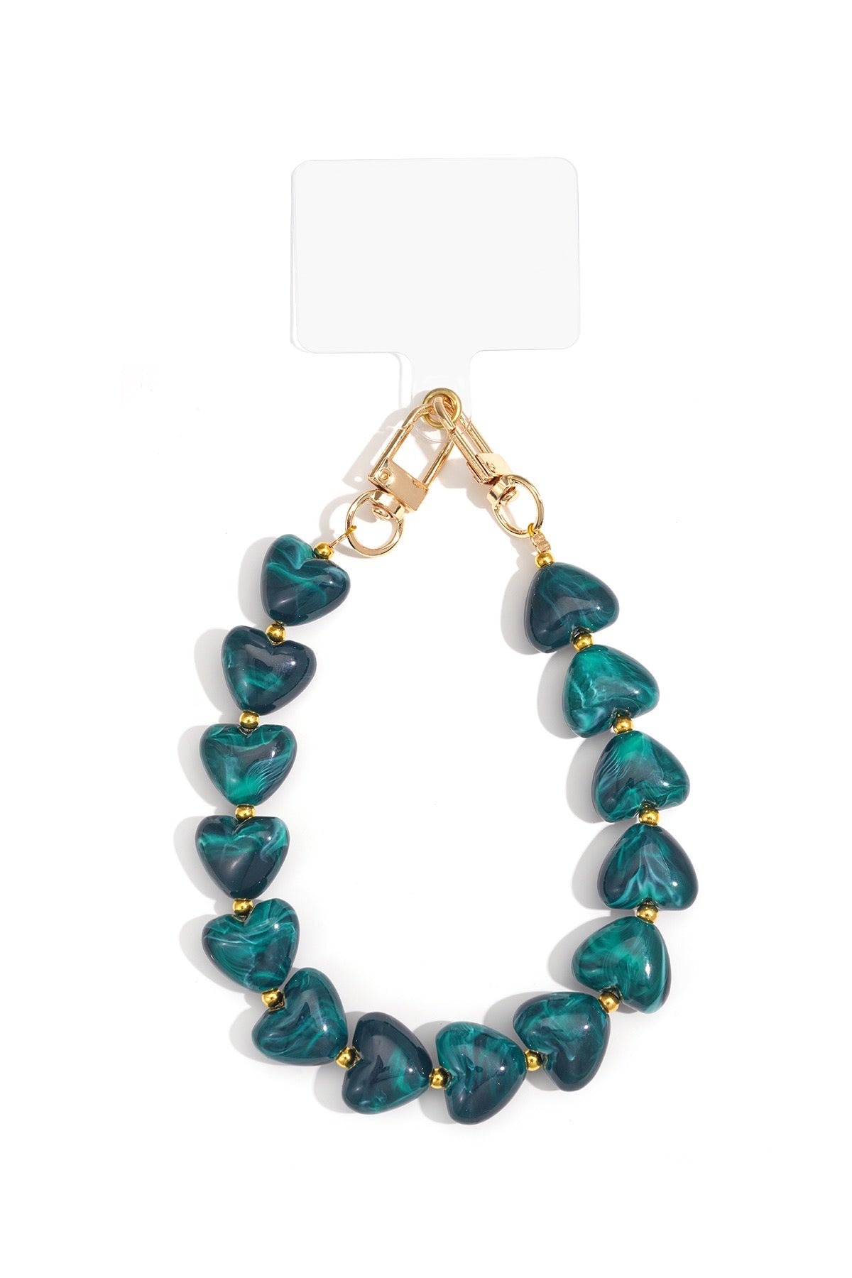 Telefoonkoord marble hart pauwblauw