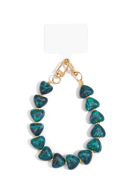 Telefoonkoord marble hart pauwblauw