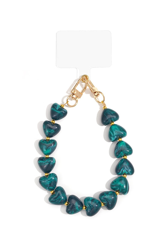 Telefoonkoord marble hart pauwblauw