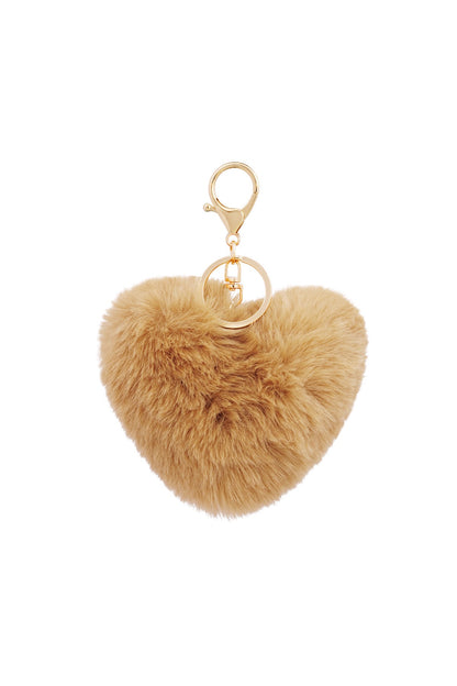 Sleutelhanger heart to fluff beige