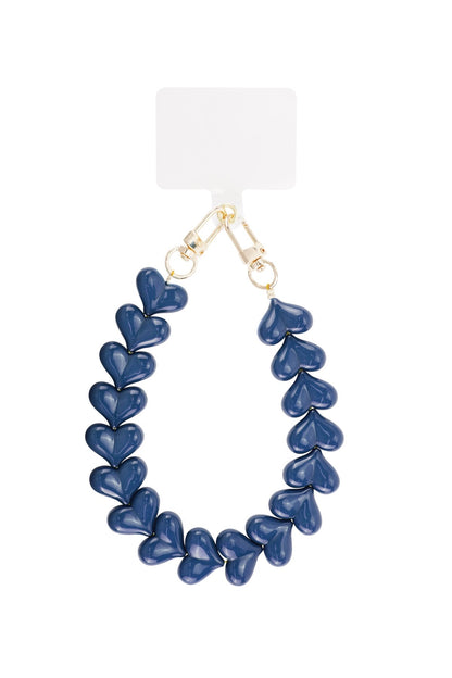 Telefoonkoord hartjes marineblauw