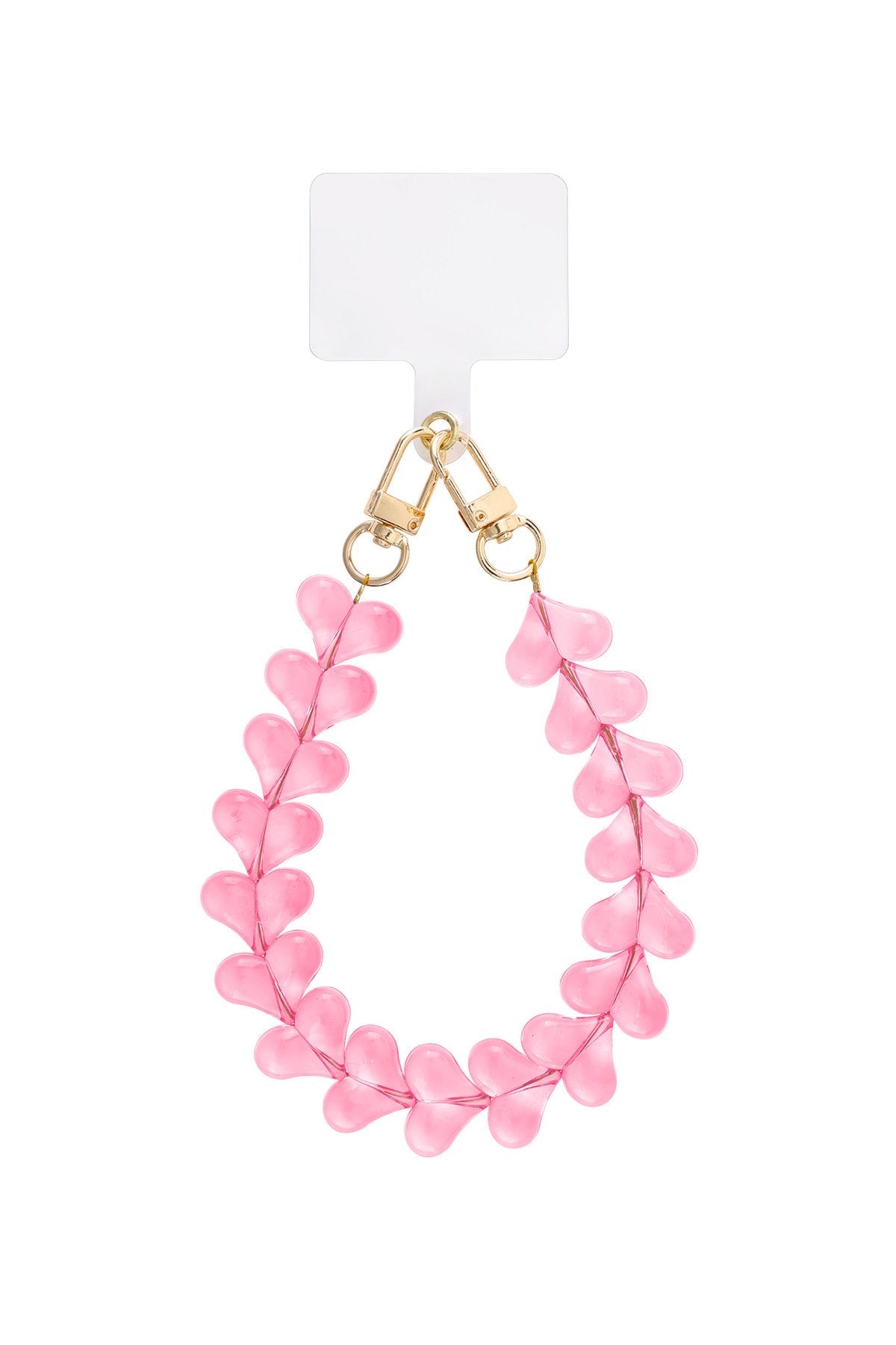 Telefoonkoord hartjes roze transparant