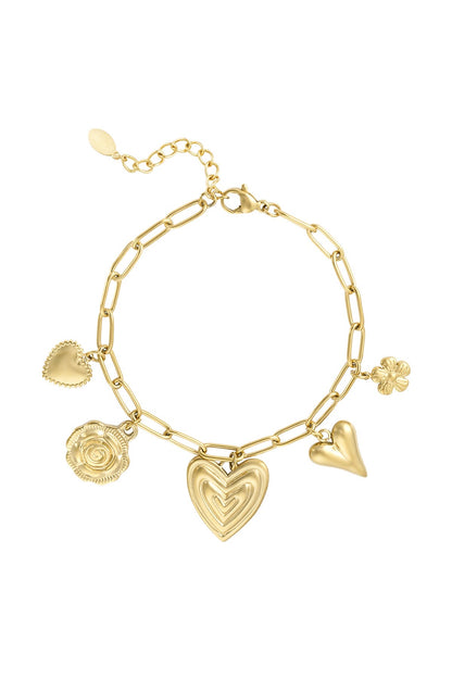 Heartfelt charms armband goud