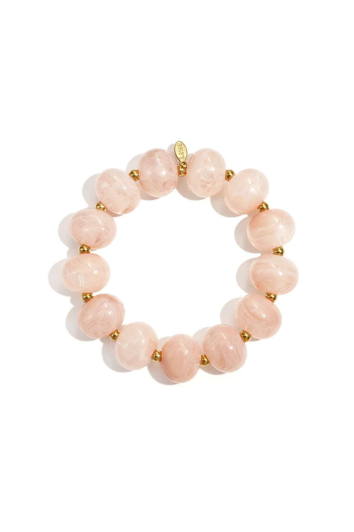 Elastieke kralenarmband met grote kralen lichtroze